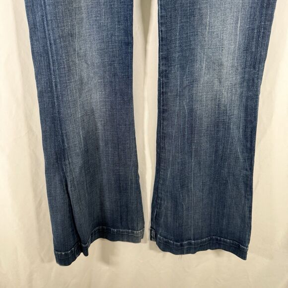 7 for all Mankind Flared Jeans Women's 29 Dark Wash Denim Low Rise Cotton Blend - Picture 3 of 15
